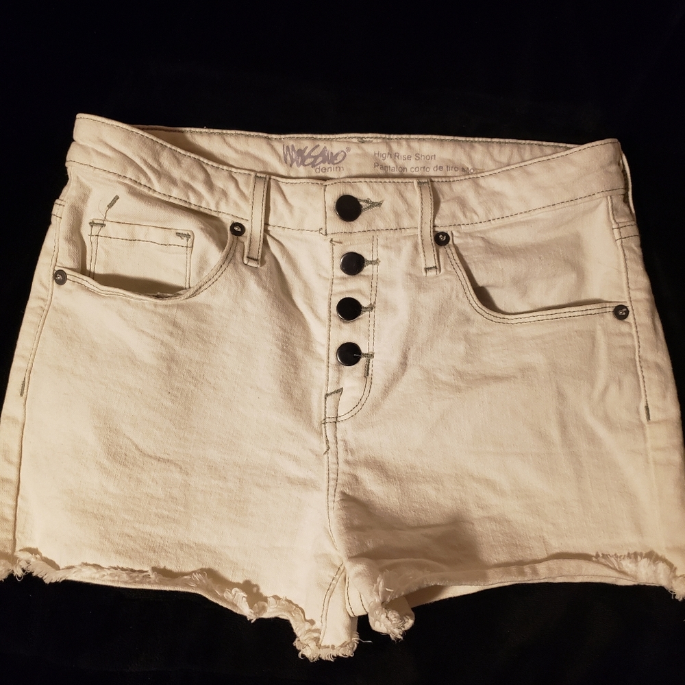 Womens white denim shorts